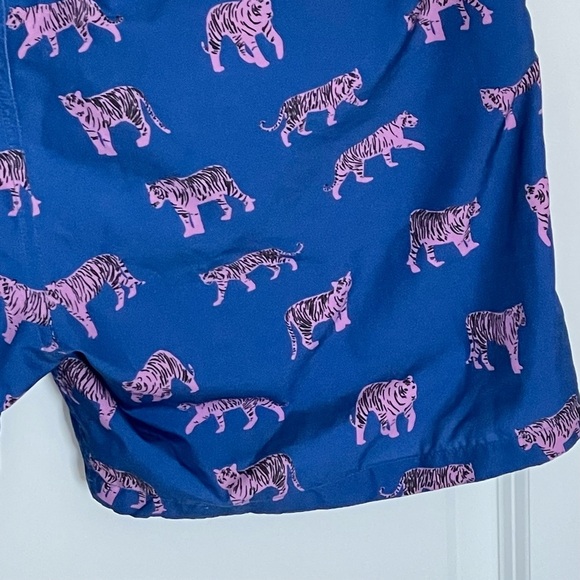 BONOBOS Banzai 7-inch Swim Trunks In Le Tigre Print Blue Pink - 35434 - Picture 9 of 11